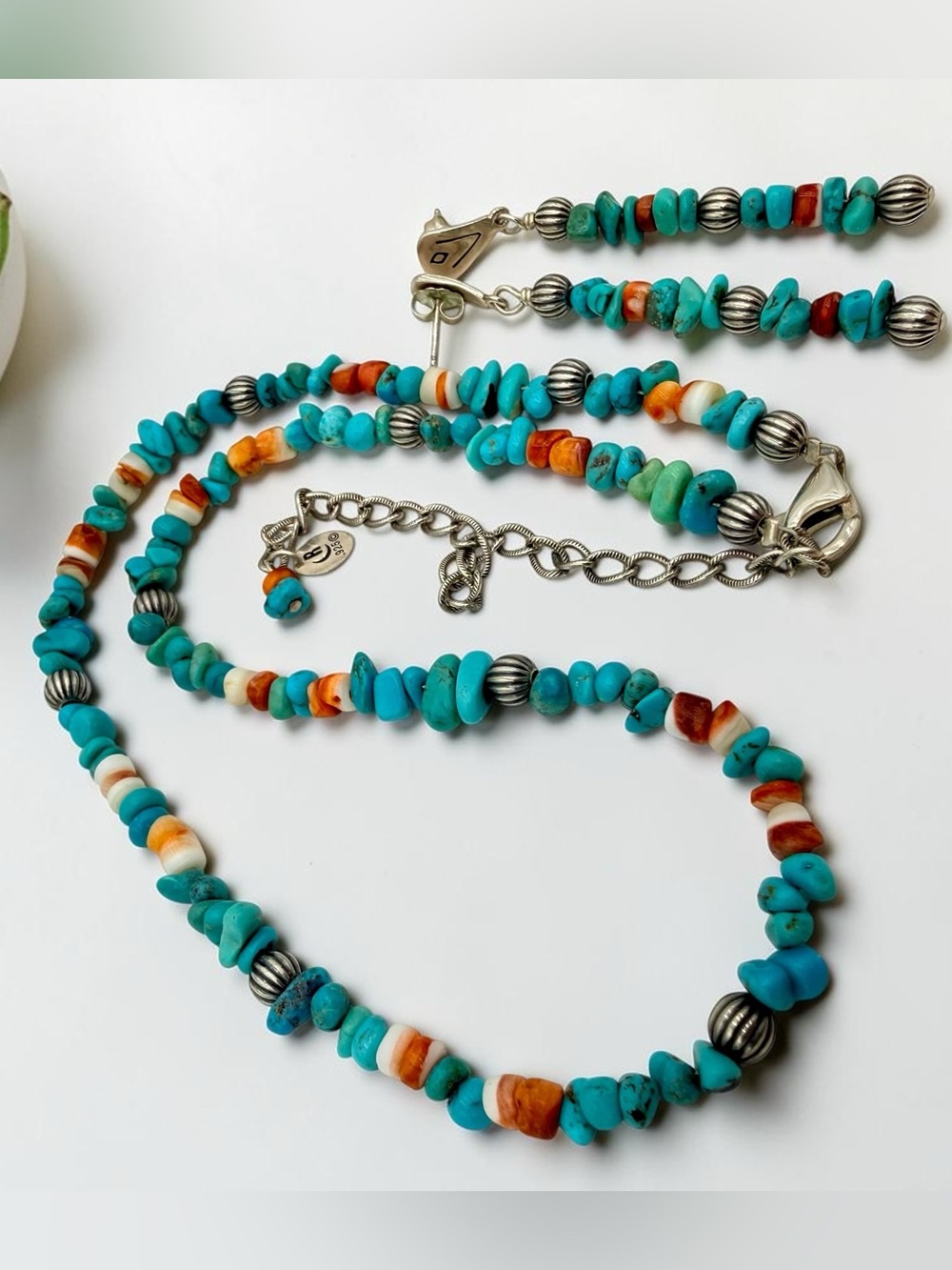 Carolyn Pollack Relios Turquoise Spiny Oyster Sterling Silver Necklace & Earring - Picture 14 of 17
